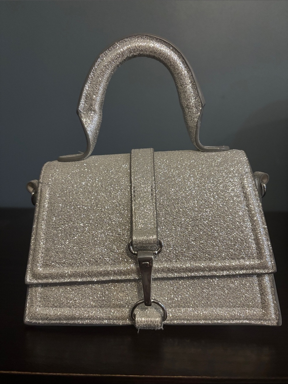 H&M Silver Glitter Mini Top-Handle Bag
